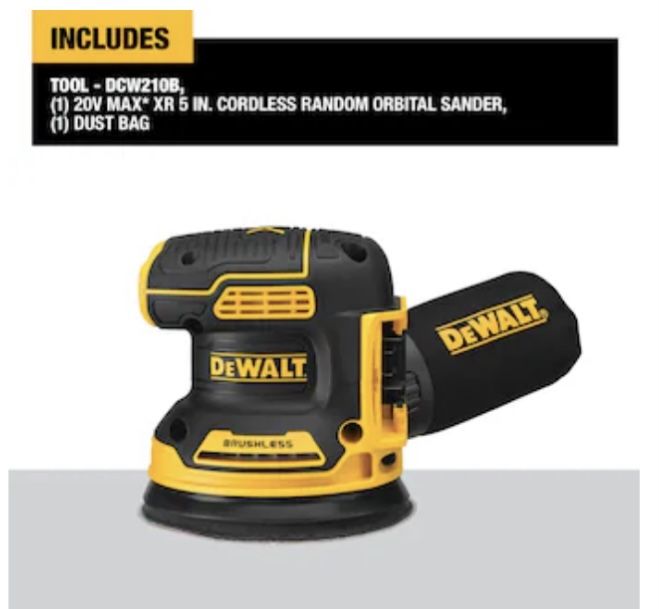 DEWALT 20V Max XR 5-inch Cordless Brushless Random Orbit Sander (Tool Only) **Brand New**