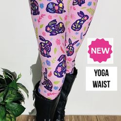 NEW Womens Purple Easter Bunny Leggings Soft As Lularoe OS/TC