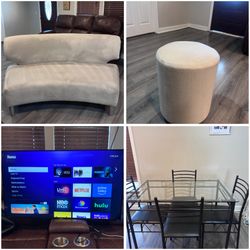 Living Room + Dinning Bundle (Tv, Dinning Set, Couch) 