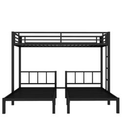 Detachable Style Black Twin/Twin XL over Twin and Twin Metal Triple Bunk Bed