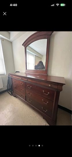 Solid wood dresser with mirror