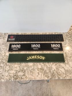 3 Bar Mats, Jameson, 1800 Tequila,  Barcardi Rum