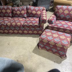 Couch, chair, and ottoman living room set