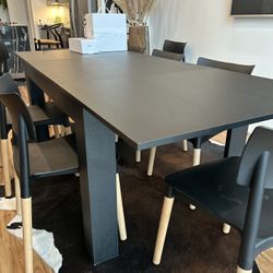 Extendable Black Dining Table & Chairs - Seats 10