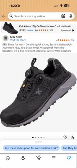 K by Kexin ESD Men's Safety Work Sneakers9,5 men
