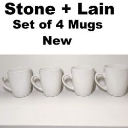 NEW Stone Lain 4 Piece Stoneware mugs cups Coffee Tea Replacement Dinnerware Set White speckled minimalist contemporary
- Includes four 12 oz. mugs
