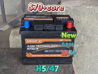 AGM Car battery group size 47/H5