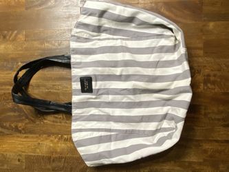 Striped Tote Bag with Black Handles
