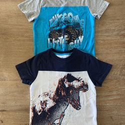 Little Boys Size 7 Short Sleeved Shirts Dino And Monster Truck NEW