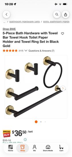 BWE 5-Piece Bath Hardware Set Black Gold