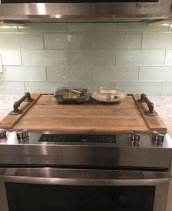 Rustic Wooden Stove Cover