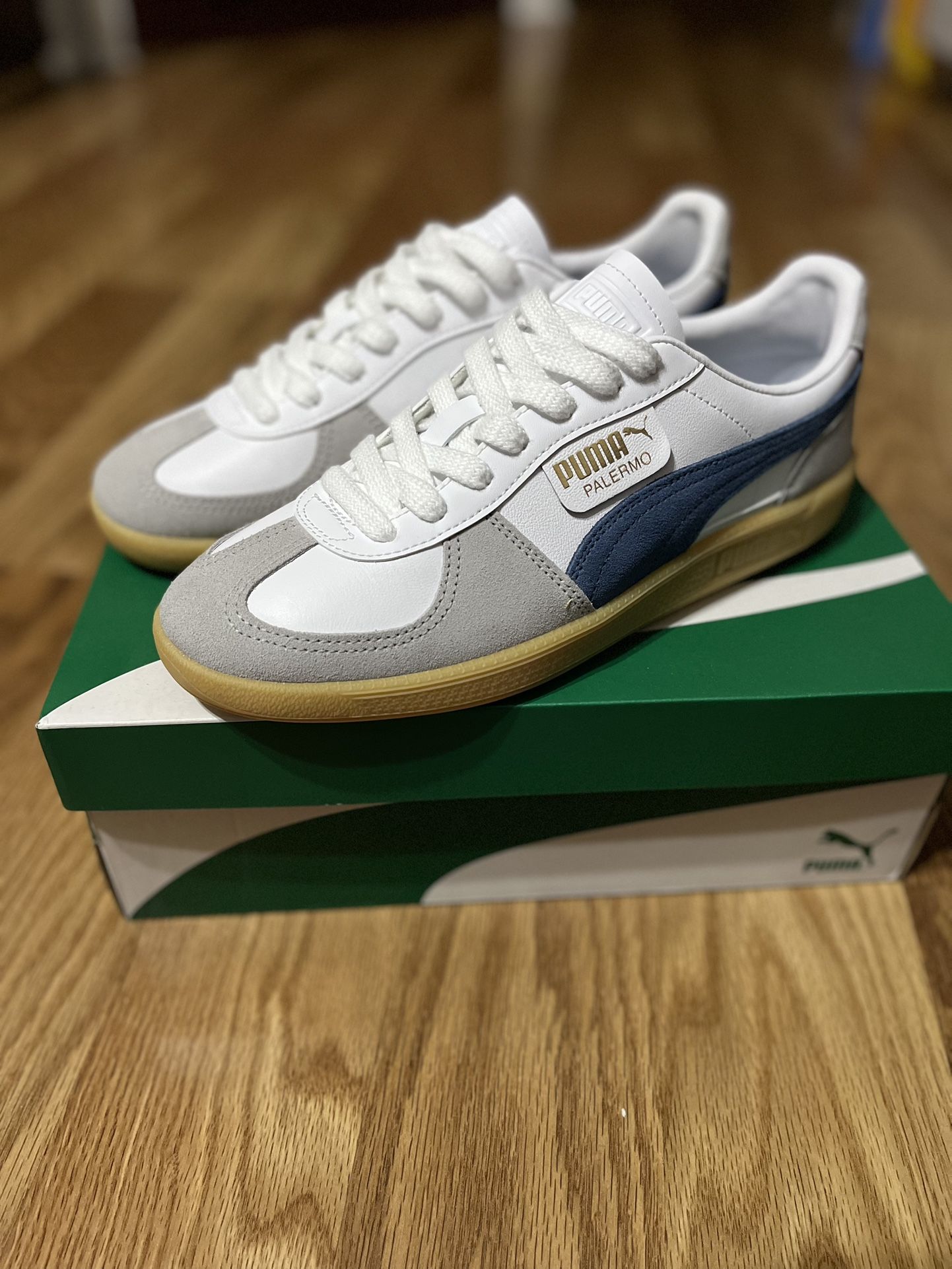Puma Palermo LTH - Mens Size 9 - White/Blue Horizon/Gum