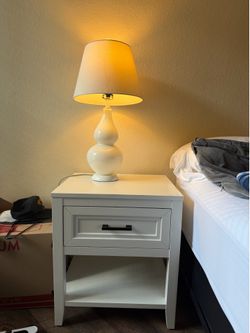 Matching White Nightstands + Table Lamps (Set of 2)