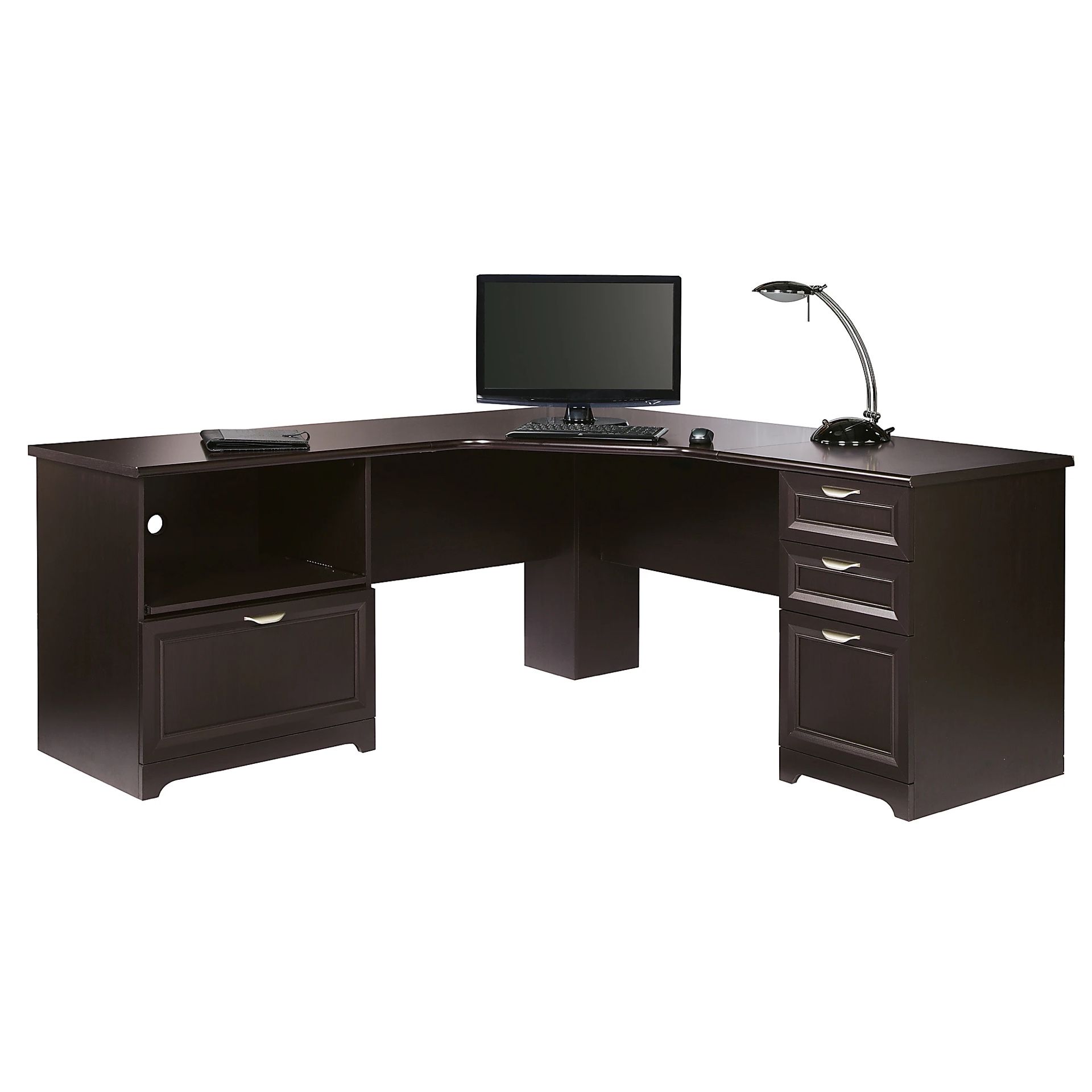 71"W L-Shaped Corner Desk, Espresso
