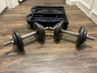 Dumbbell set and four 10 pound plates