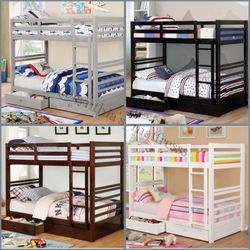 Twin Twin Size Solid Bunkbed W Ortho Mattresss 