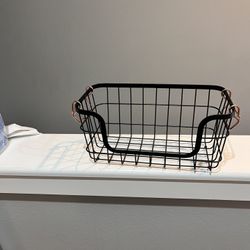 Black And Rose Gold Wire Basket 