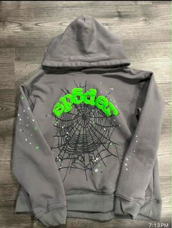Grey sp5der hoodie size medium