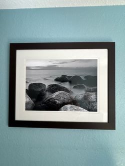 Picture frame with black and white photograph / wall art / photography / home decor