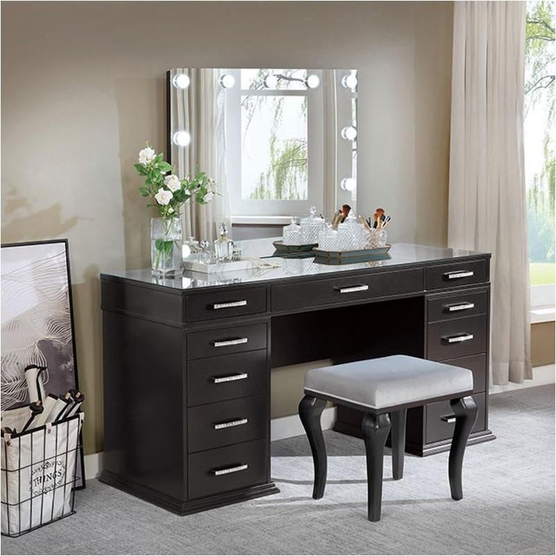 grey dressing table set Modern Grey Dressing Table Vanity Set Hollywood Mirror LED 5 Drawers and Stool