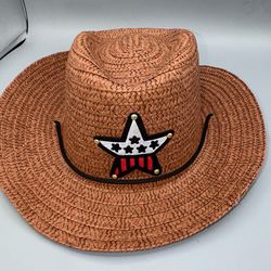 Brand new Kids Straw Cowboy Hat Set- Brown