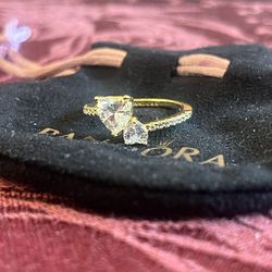 Pandora Double Heart Sparkling Ring size 58