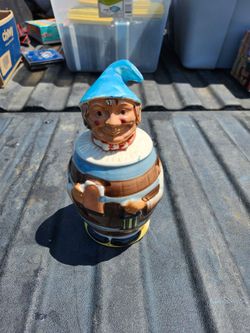 Vintage Registered E.W. Barrel Elf Liquor Decanter Ceramic Japan Mid Century Barware