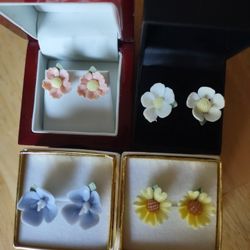 Novelty Flower Stud Earrings For Pierced Ears