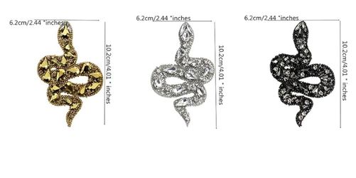 (6) Total Handmade Rhinestone Snake Beaded Sew on Patches