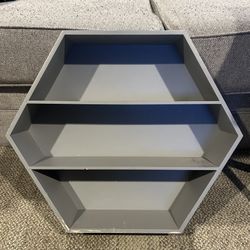 Geometric 3-Tier Hexagon Hanging Wall Shelf, Grey