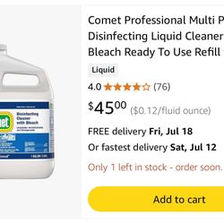 Comet Professional Multi Purpose Disinfectant Liquid Cleaner With Bleach