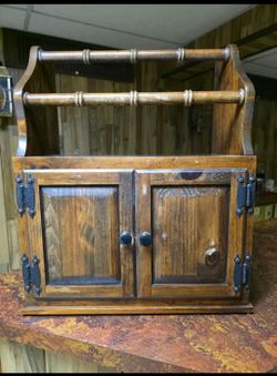 Rustic Farmhouse Mini Cabinet – Wall-Mount Spice Rack / Curio Cupboard w/ Carry Handle