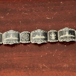 Vintage Sterling Silver Panel Bracelet Thailand