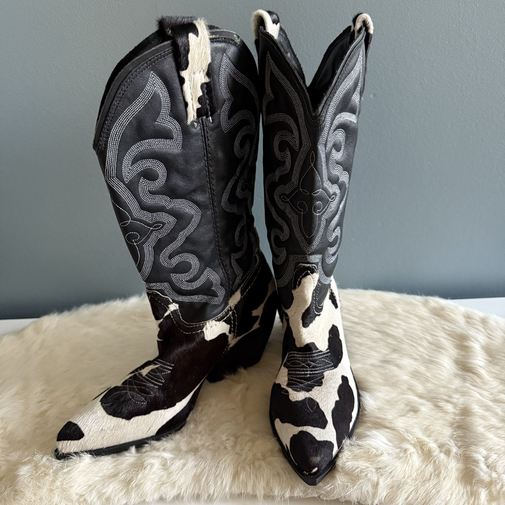 Steve Madden West Calf Hair Pointed Toe Western Boots