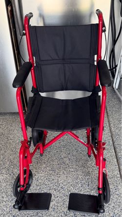 Drive Expedition X Red Transport chair – Lightweight, Folds Flat - like new