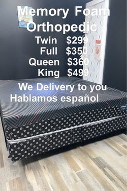 🛌 🛏️ Sleep Like a King Without Overpaying - Delivered To Your Door - Queen Memory Foam Orthopedic Mattress + Box Spring only - Delivery 🚚 Today