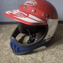 Vintage JT Racing USA Premier Super BMX Full Face Helmet Red White Blue 70s 80s