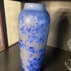 Signed Crystalline Blue Vase