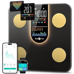 Runstar Scale for Body Weight, Smart Scale with 8-in-1 VA Display, High Precision Bathroom Digital Scale for Body Weight Heart Rate BMI Body Fat 22 Bo