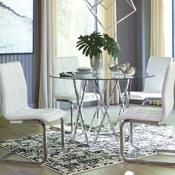Madanere White-Chrome 5-Piece Dining Room Set

