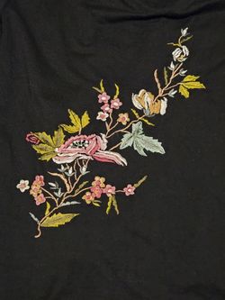 April Cornell Floral Embroidered Shirt Pink Bead Cowl Neck SzL