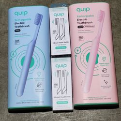 2-Qoip Rechargeable Electric Toothbrush With Refills  New. 40 For All 