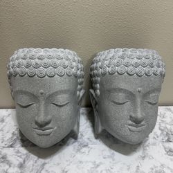 Buddha Head Planter Gray 9.5x7.5 Indoor/Outdoor Garden Decor Hippie Boho Hang 2