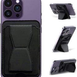 new Adhesive Phone Wallet Stand – 3-in-1 Leather Card Holder with Kickstand & Grip, Slim RFID Blocking Wallet Fits iPhone 17/16/15/14/13/12 Series & A
