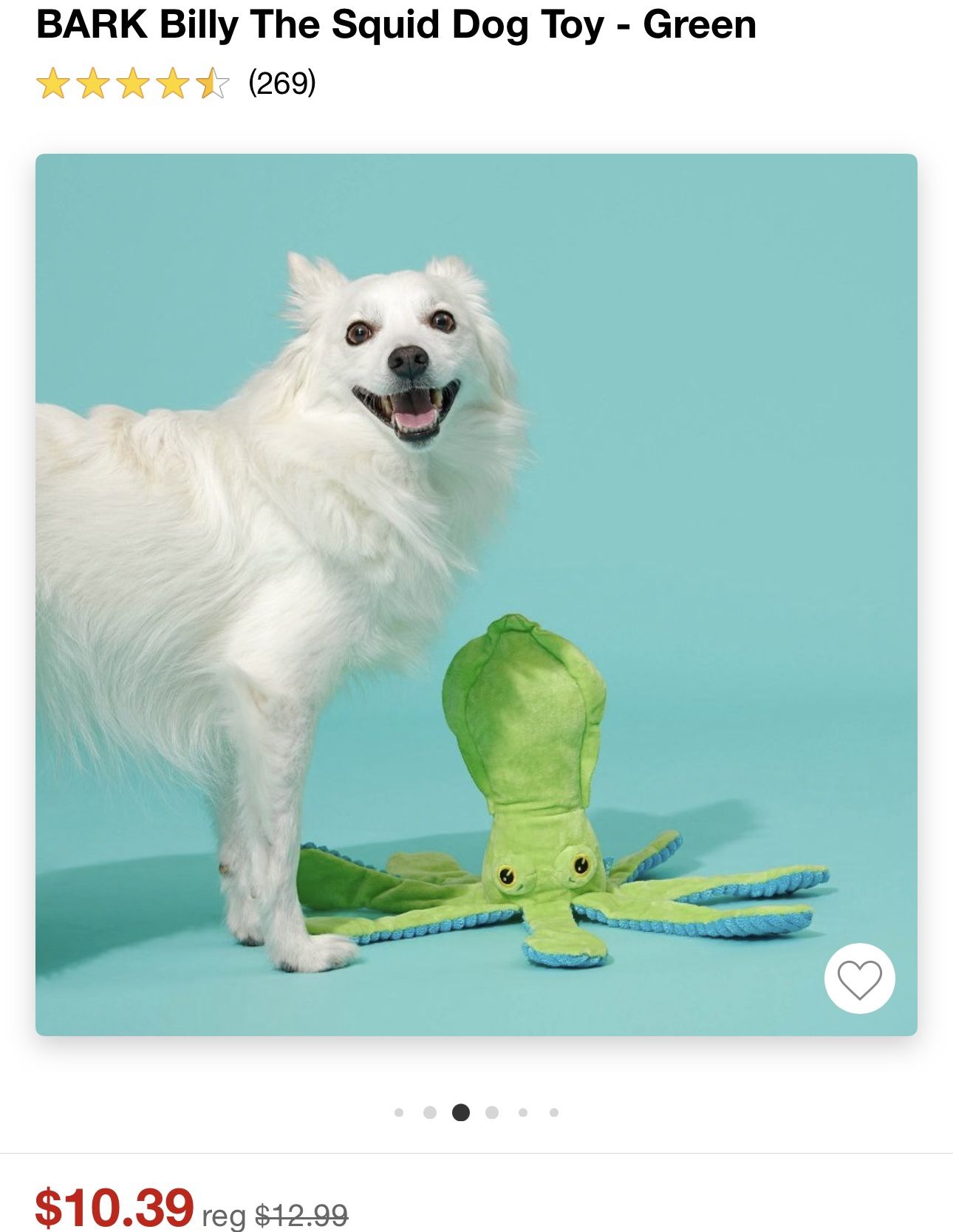BARK Billy The Squid Dog Toy - Green
