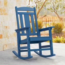 Navy Blue Plastic Adirondack Outdoor Rocking Chair Porch Rocker Patio Rocking Chairs