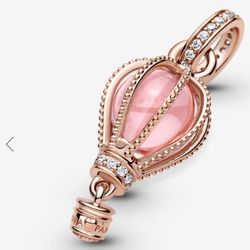New Pandora Rose Gold Pink Hot Air Balloon Dangle Charm