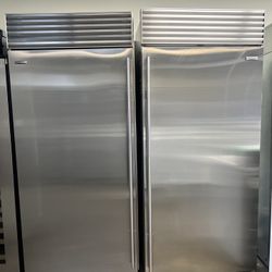 Sub Zero 72”Wide Built In Refrigerators Set In Stainless Steel 
