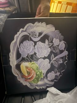 Large glass rose platter