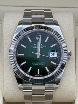 2026 Rolex Date Just 41mm 126334 Green Ombré New and Unworn
